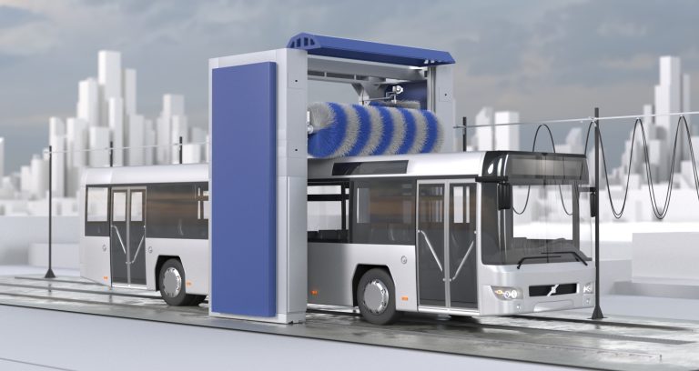 Портальная мойка КУБ с автобусом